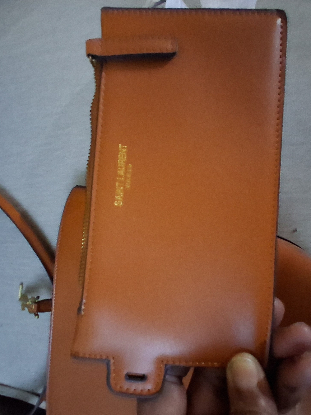 Saint Laurent Tan Leather Tote and Small Shoulder Bag with Gold YSL Hardware - Picture 5 of 6